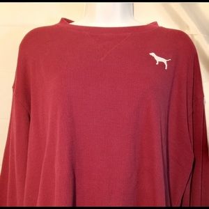 Pink crop waffle long sleeve top